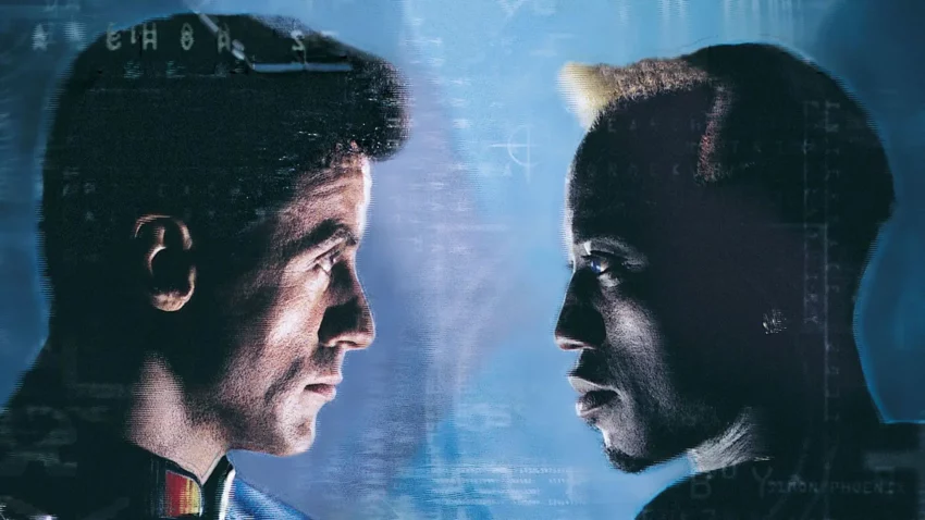 Bannière du film Demolition Man avec Sylvester Stallone et Wesley Snipes.