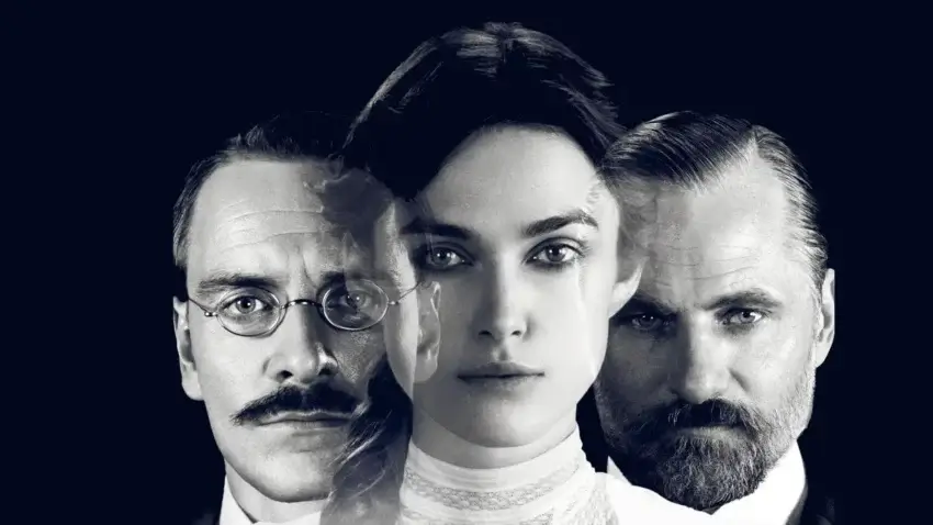 Bannière du film A Dangerous Method réalisé par David Cronenberg avec Keira Knightley, Michael Fassbender et Viggo Mortensen.