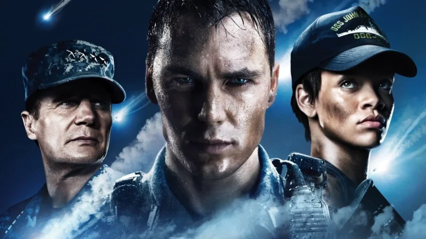 Bannière du film Battleship réalisé par Peter Berg avec Taylor Kitsch, Liam Neeson et Rihanna.