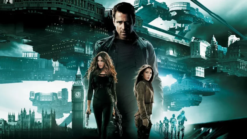 Bannière du film Total Recall Mémoires Programmées réalisé par Len Wiseman avec Colin Farrell, Kate Beckinsale et Jessica Biel.