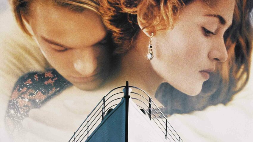 Bannière du film Titanic écrit et réalisé par James Cameron avec Leonardo DiCaprio et Kate Winslet