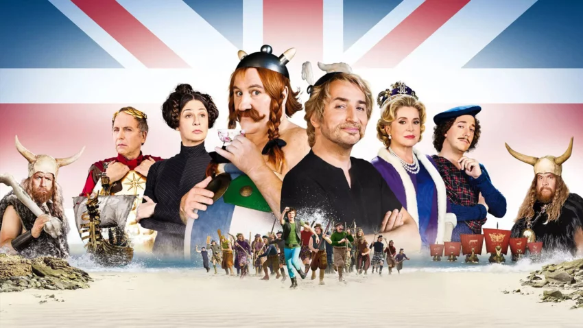Bannière du film Astérix et Obélix: au service de Sa Majesté avec Gérard Depardieu, Edouard Baer, Guillaume Gallienne, Vincent Lacoste, Valérie Lemercier, Fabrice Luchini, Catherine Deneuve, Charlotte Le Bon, Bouli Lanners, Dany Boon, Jean Rochefort, Gérard Jugnot.