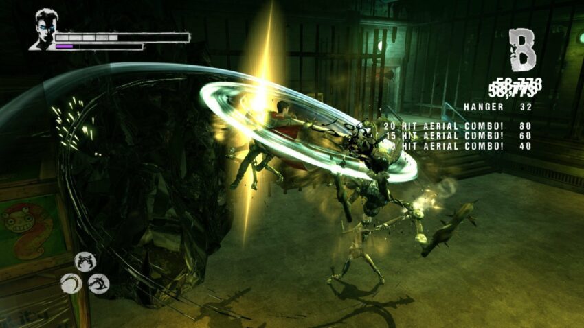 Image du jeu vidéo DmC Devil May Cry mettant en scène Dante en plein combat