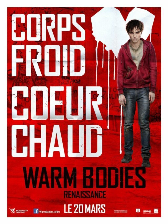 Affiche française du film Warm Bodies Renaissance réalisé par Jonathan Levine avec Nicholas Hoult (R) et la tagline "Corps froid, cœur chaud"