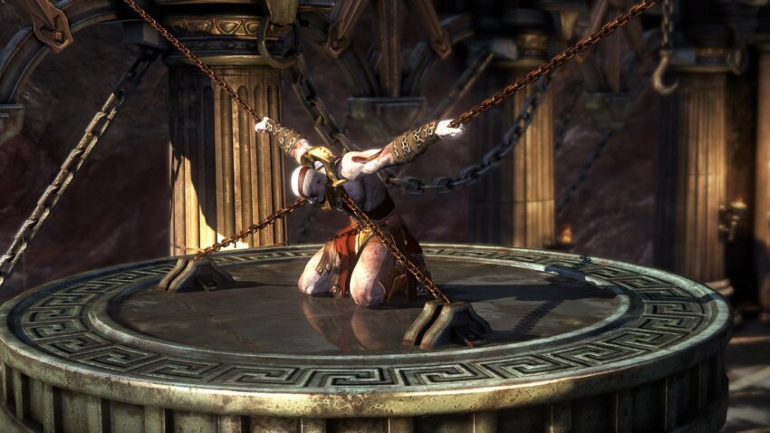 Image du jeu vidéo God of War : Ascension avec Kratos enchaîné