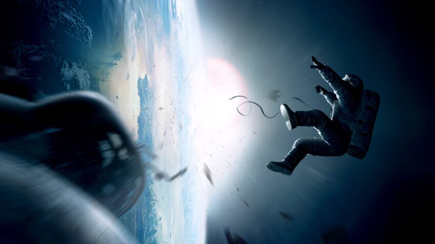 Bannière du film Gravity réalisé par Alfonso Cuarón avec Sandra Bullock, George Clooney, Ed Harris