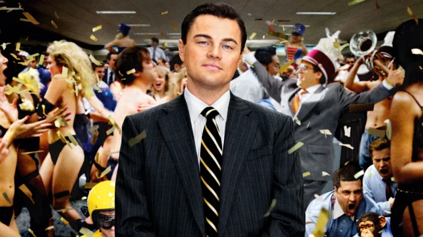 Bannière du film Le Loup de Wall Street réalisé par Martin Scorsese avec Leonardo DiCaprio.