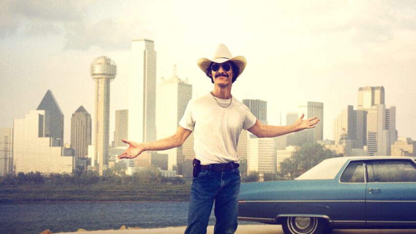 Bannière du film Dallas Buyers Club réalisé par Jean-Marc Vallée en 2013 avec Matthew McConaughey