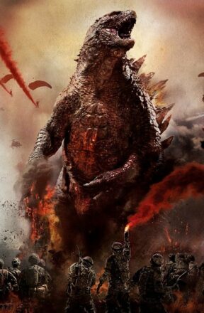 Photo de Godzilla face à des militaires pour le film réalisé par Gareth Edwards
