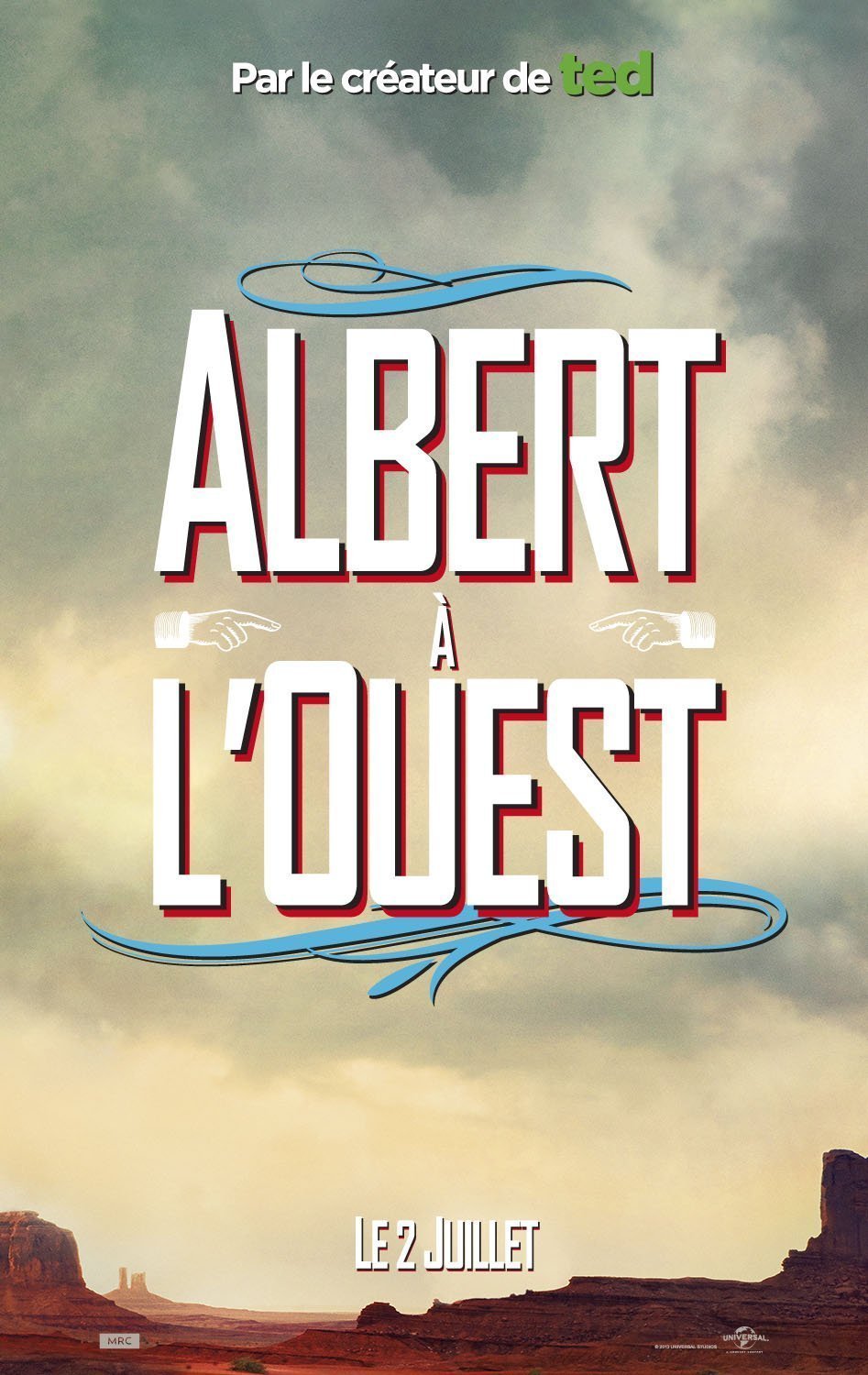 Affiche teaser du film Albert à l'ouest réalisé par Seth MacFarlane