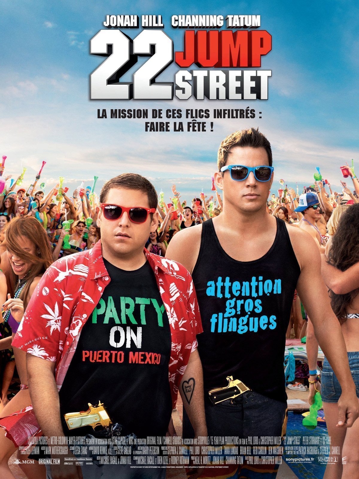 Affiche française du film 22 Jump Street réalisé par Chris Miller et Phil Lord avec Jonah Hill et Channing Tatum