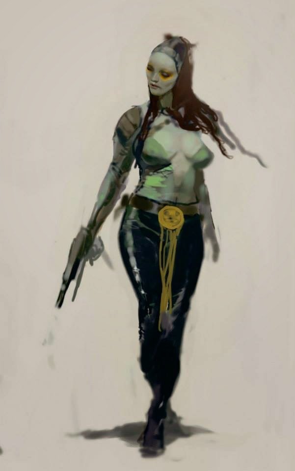 Concept Art pour le film Les Gardiens de la Galaxie par Justin Sweet avec Gamora