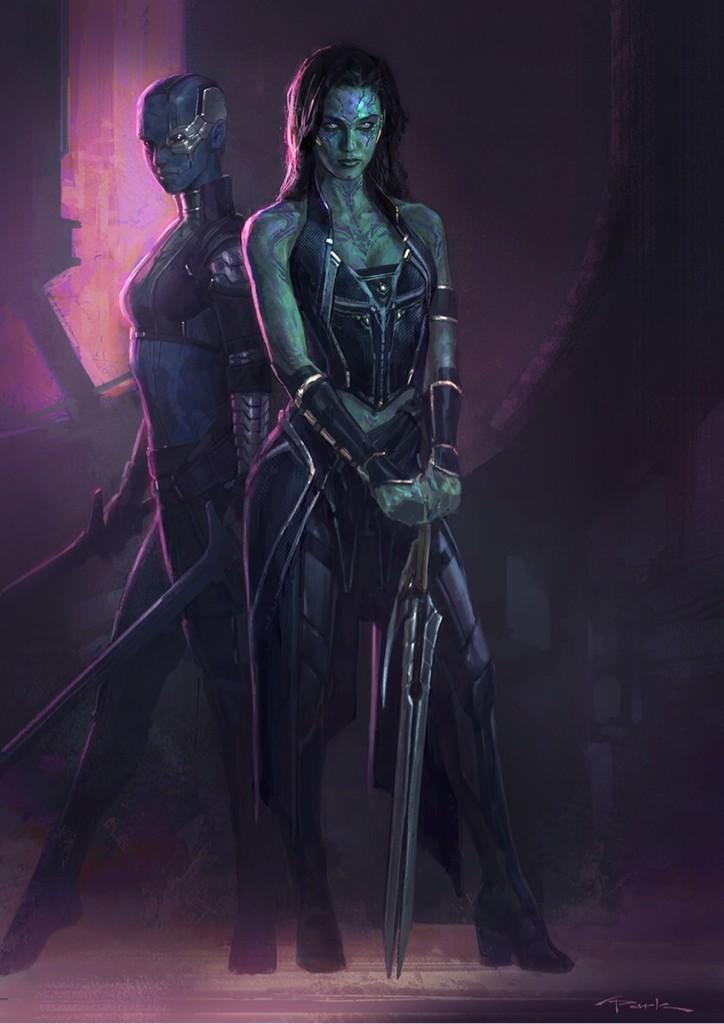 Concept Art de Gamora et Nebula pour le film Les Gardiens de la Galaxie par Andy Park