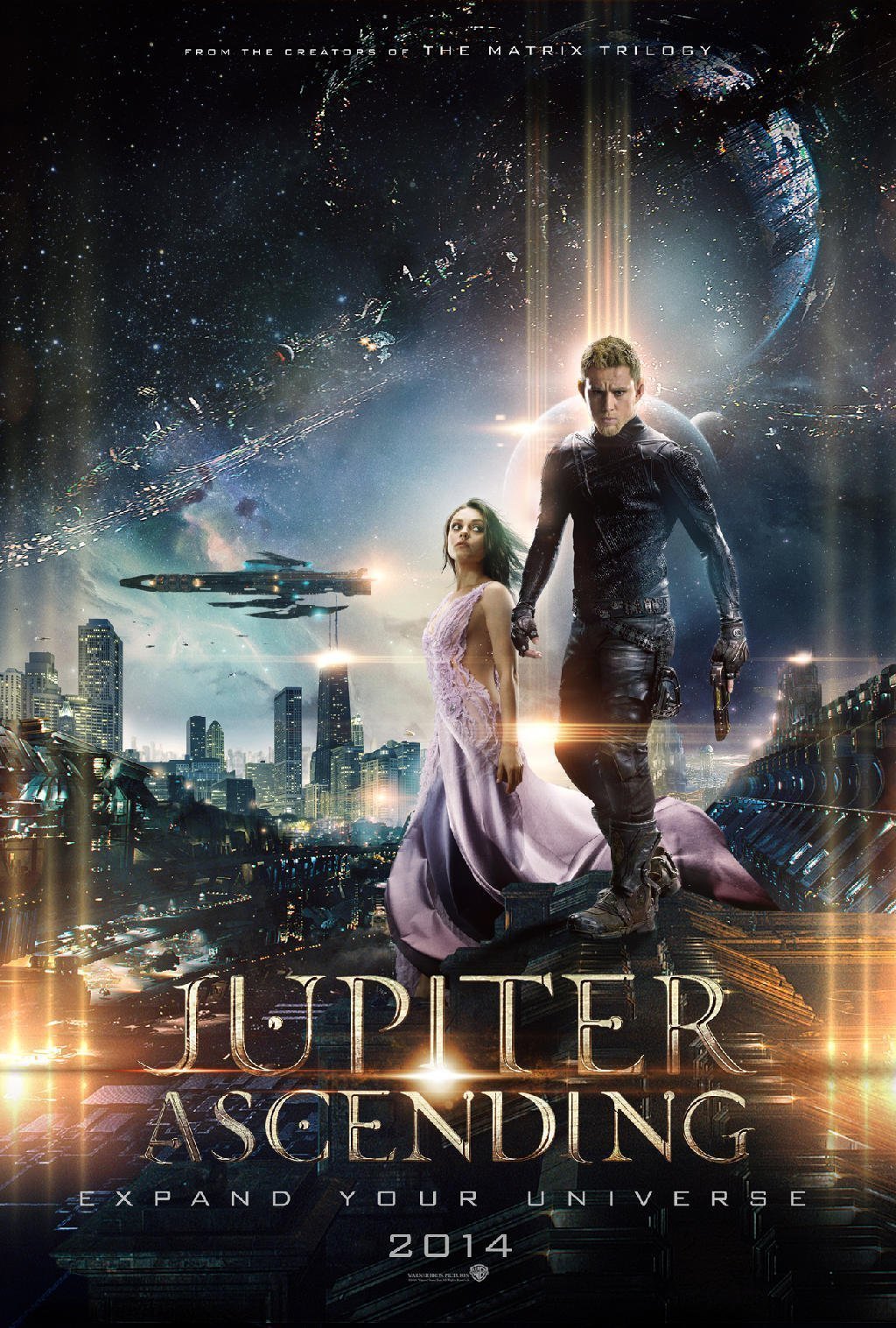 Poster du film Jupiter: Le Destin de l’univers réalisé par Andy Wachowski, Lana Wachowski avec Mila Kunis, Eddie Redmayne, Channing Tatum