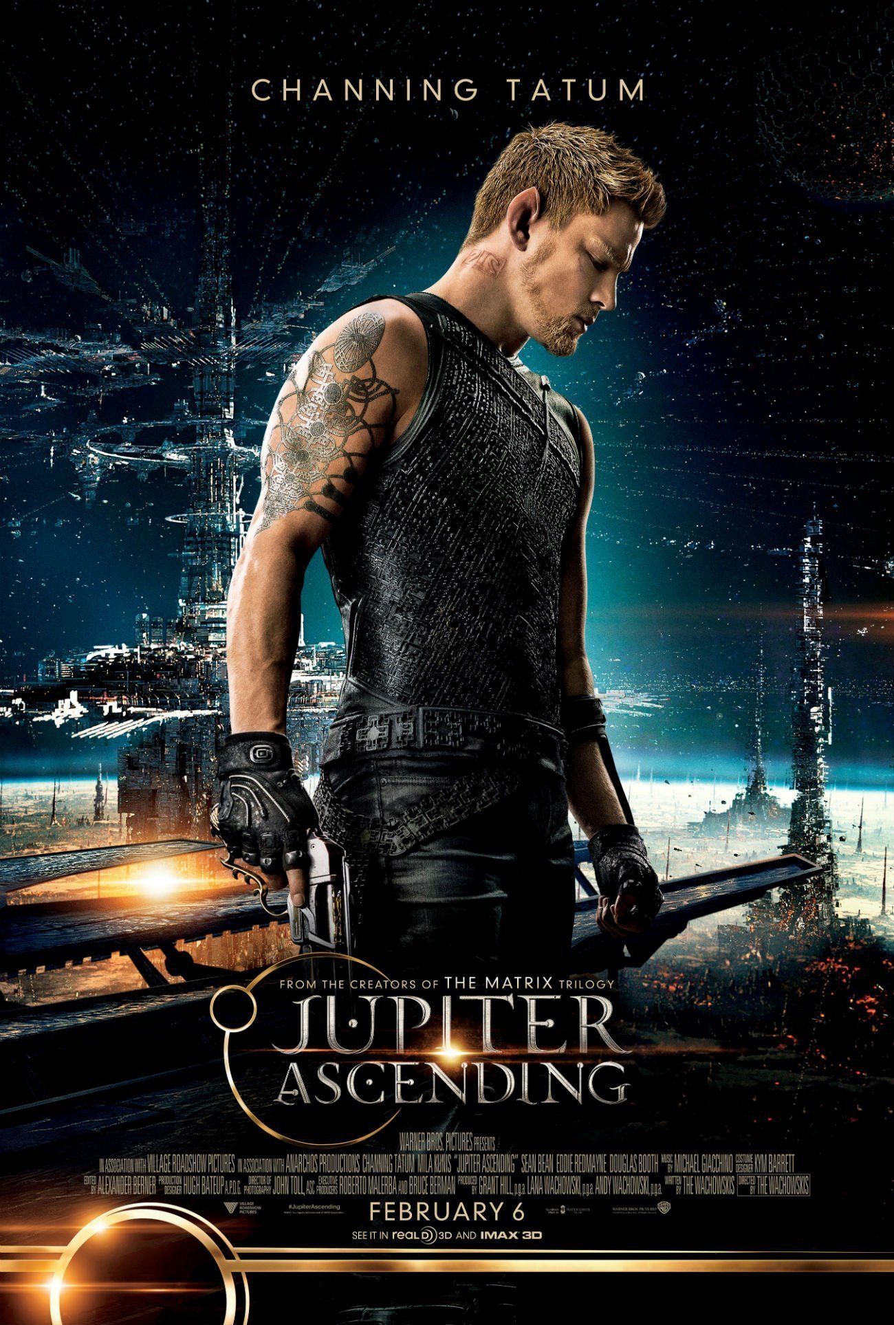 Poster du film Jupiter: Le Destin de l’univers réalisé par Andy Wachowski, Lana Wachowski avec Channing Tatum