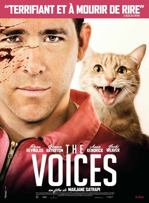 Affiche française du film The Voices réalisé par Marjane Satrapi avec Ryan Reynolds, Gemma Arterton, Anna Kendrick, Jacki Weaver