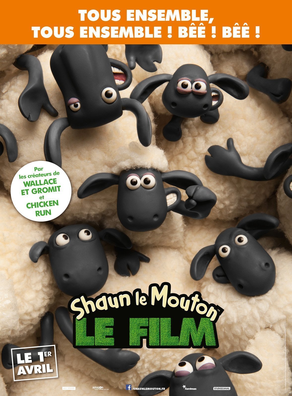 Affiche de Shaun le Mouton Le Film avec la tagline "Bêê ! Bêê !"