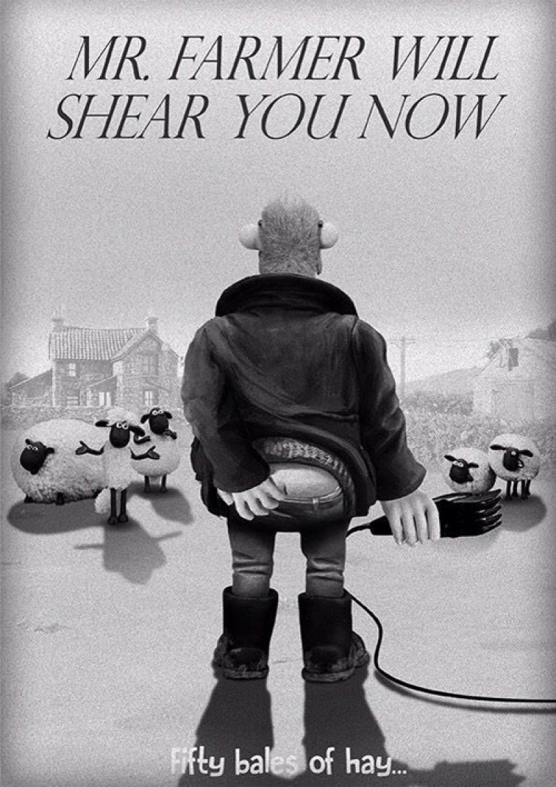 Poster du film Shaun le Mouton Le Film écrit et réalisé par Mark Burton et Richard Starzak parodiant 50 nuances de Grey