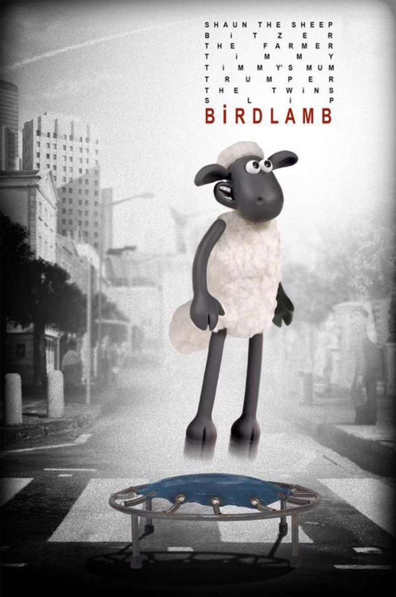 Poster du film Shaun le Mouton Le Film écrit et réalisé par Mark Burton et Richard Starzak parodiant Birdman