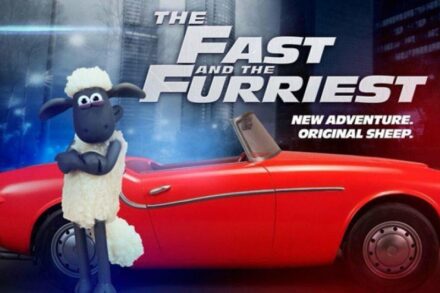 Poster parodie de Fast & Furious avec Shaun le Mouton Le Film écrit et réalisé par Mark Burton et Richard Starzak