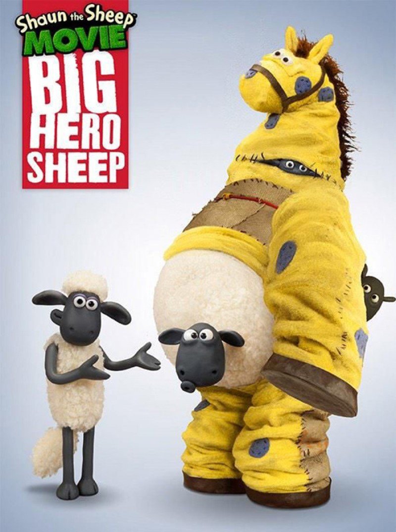 Poster du film Shaun le Mouton Le Film écrit et réalisé par Mark Burton et Richard Starzak parodiant Les Nouveaux Héros