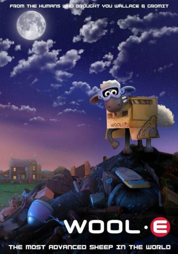 Poster parodie de Wall-E pour Shaun le Mouton Le Film écrit et réalisé par Mark Burton et Richard Starzak