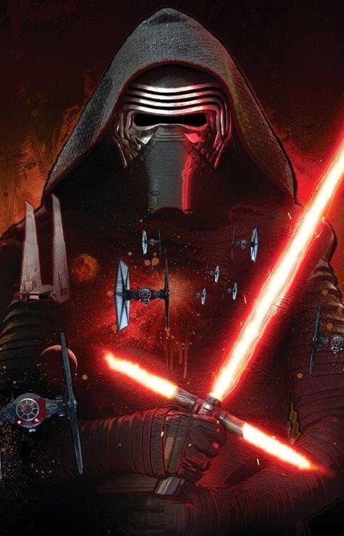 Poster du film Star Wars 7: Le Réveil de la Force avec Kylo Ren et des Tie Fighter