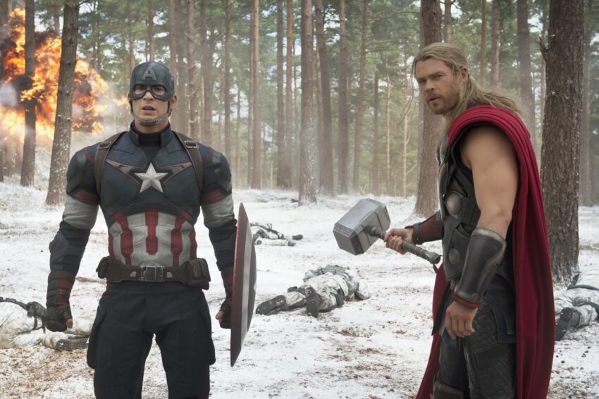 Photo du film Avengers: l’Ère d’Ultron avec Captain America et Thor