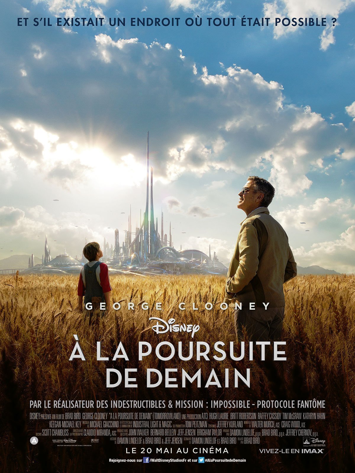 Affiche française du film À la poursuite de demain réalisé par Brad Bird avec George Clooney