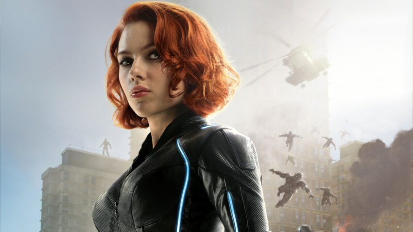 Bannière du film Avengers: L'Ère d'Ultron avec Black Widow (Scarlett Johansson)