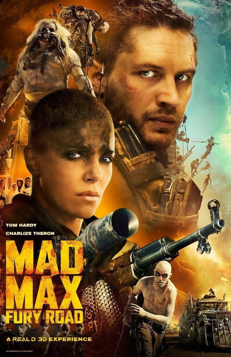 Poster du film Mad Max: Fury Road réalisé par George Miller, d’après un scénario de Nick Lathouris, Brendan McCarthy et George Miller, avec Tom Hardy, Charlize Theron et Nicholas Hoult