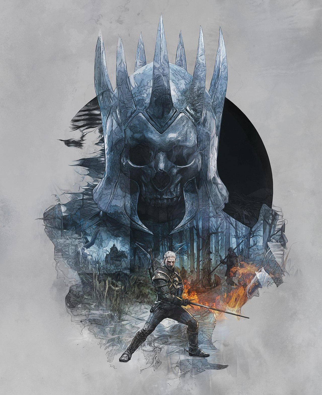 Poster du jeu vidéo The Witcher 3: Wild Hunt avec la Chasse Sauvage