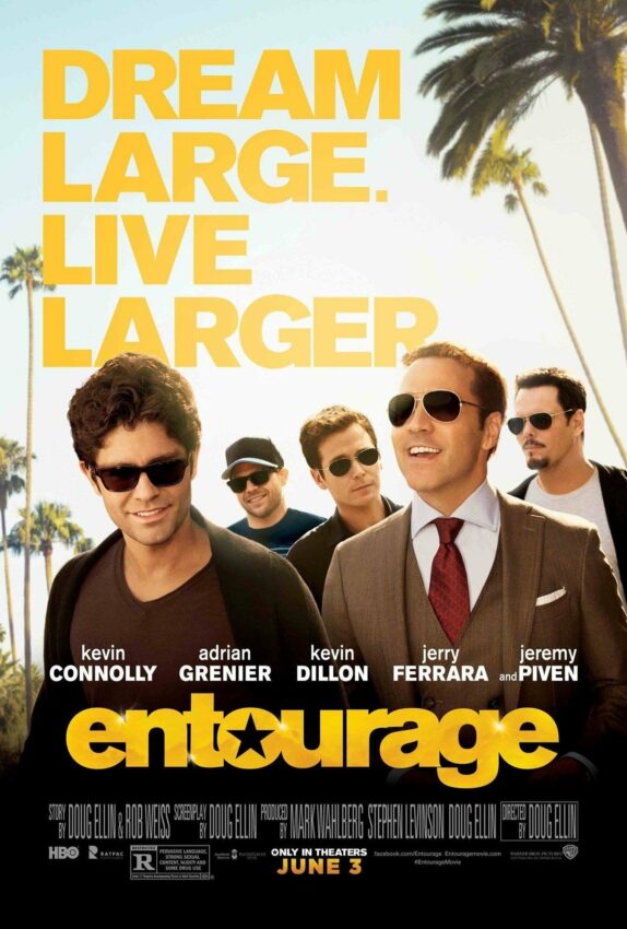 Poster du film Entourage écrit et réalisé par Doug Ellin avec Adrian Grenier, Kevin Connolly, Jerry Ferrara, Kevin Dillon et Jeremy Piven