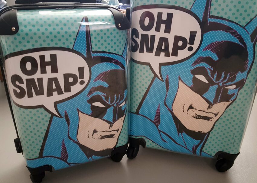 Photo des deux valises Batman Oh Snap d’Ikase.