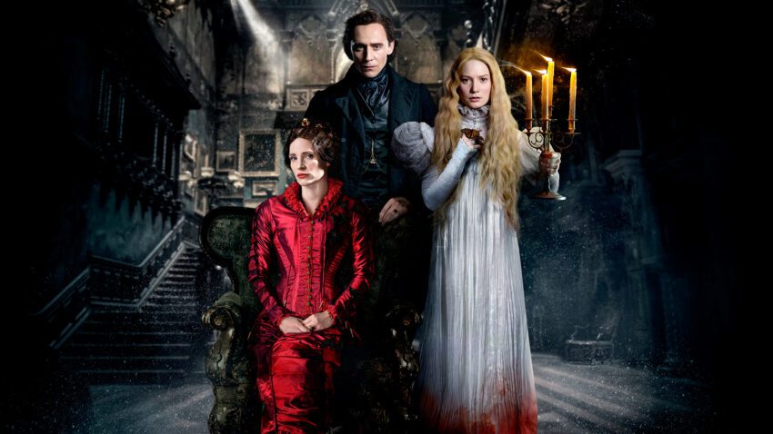 Bannière du film Crimson Peak réalisé par Guillermo del Toro avec Mia Wasikowska, Tom Hiddleston et Jessica Chastain