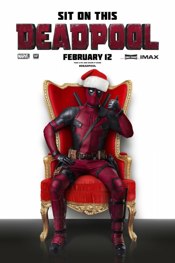 Poster du film Deadpool réalisé par Tim Miller avec la tagline Sit on this Deadpool