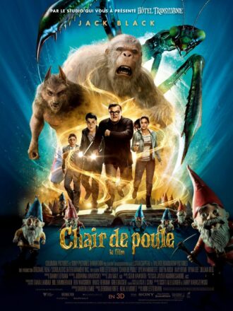 Affiche française du film Chair de poule réalisé par Rob Letterman avec Dylan Minnette, Jack Black, Odeya Rush, Ryan Lee, Amy Ryan et Jillian Bell
