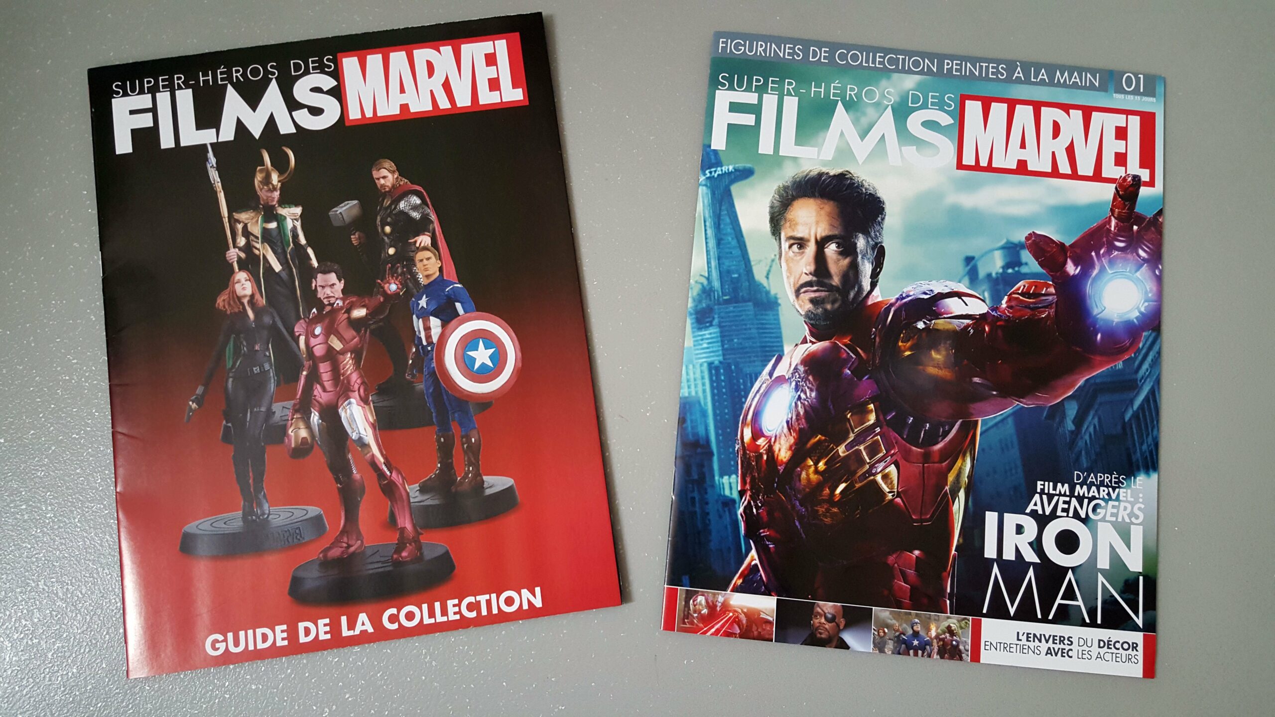 Photo des deux fascicules de la collection Super-Héros des Films Marvel avec Iron Man dans Avengers