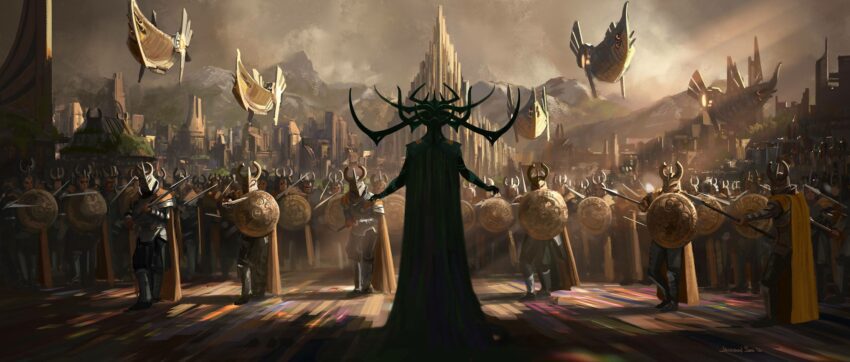 Concept Art de Thor: Ragnarok avec Hela jouée par Cate Blanchett