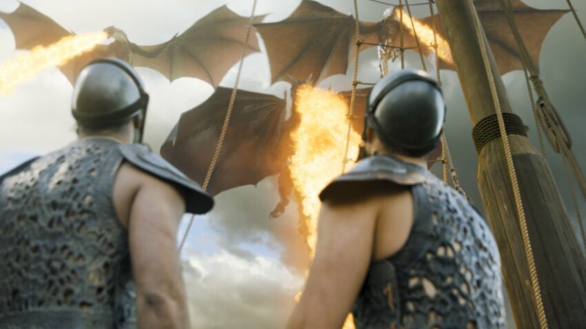 Photo de la saison 6 de Game of Thrones avec les dragons