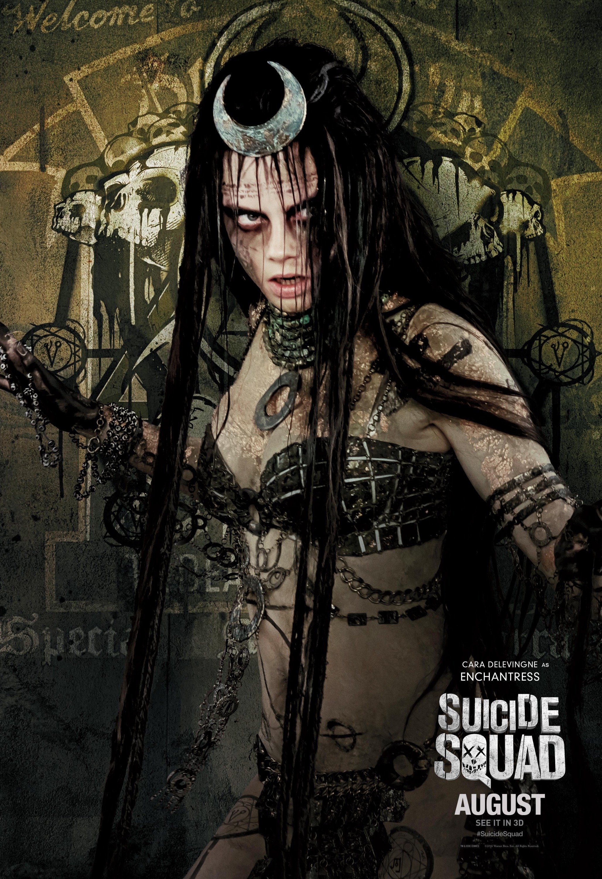 Poster personnage de Suicide Squad avec Cara Delevingne alias Enchantress