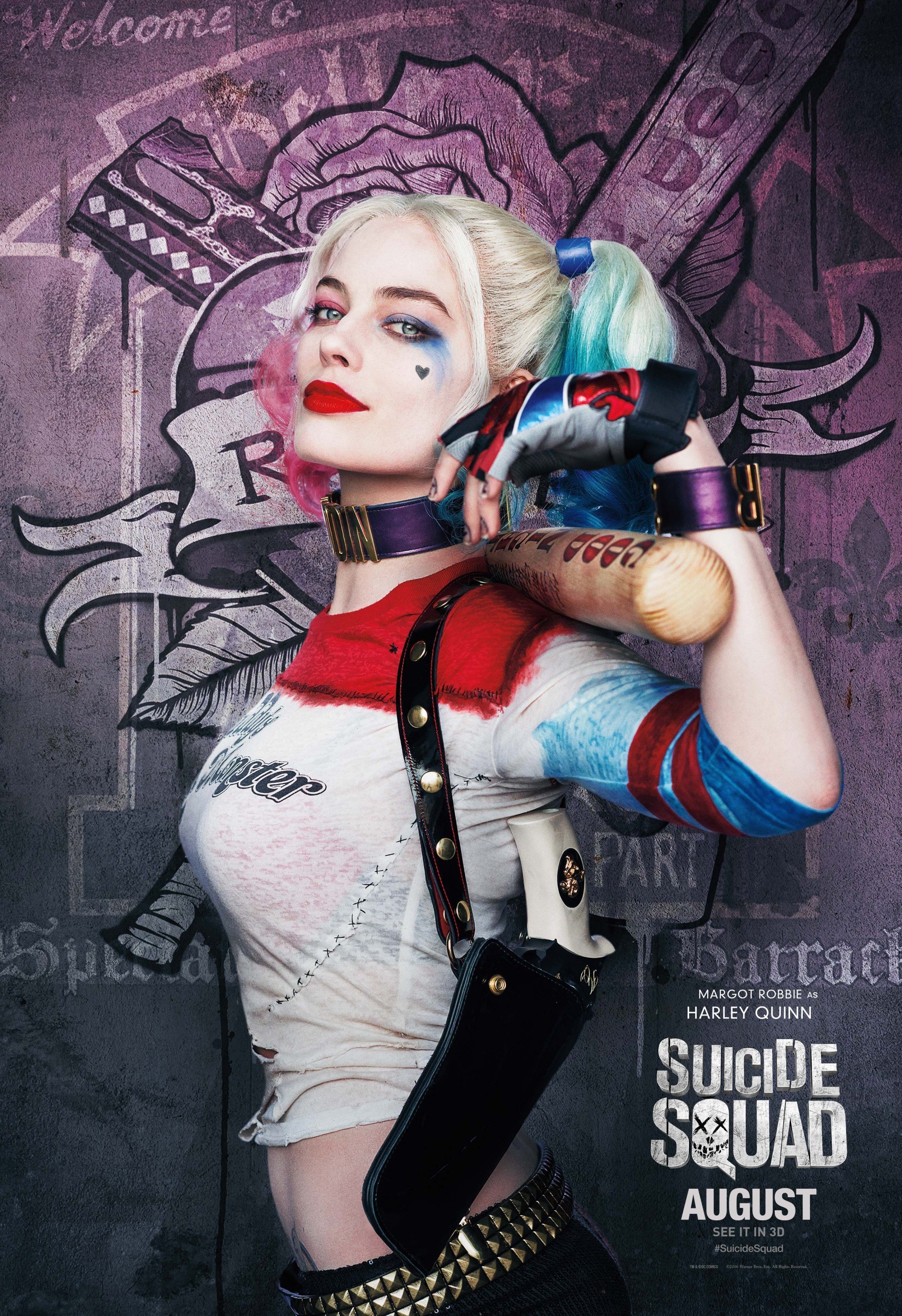 Poster personnage de Suicide Squad avec Margot Robbie alias Harley Quinn