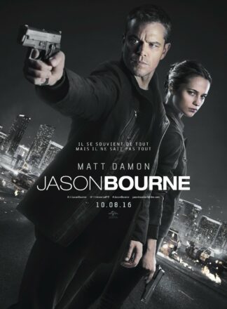Affiche française du film Jason Bourne réalisé par Paul Greengrass, d’après un scénario de Paul Greengrass et Christopher Rouse, avec Matt Damon et Alicia Vikander