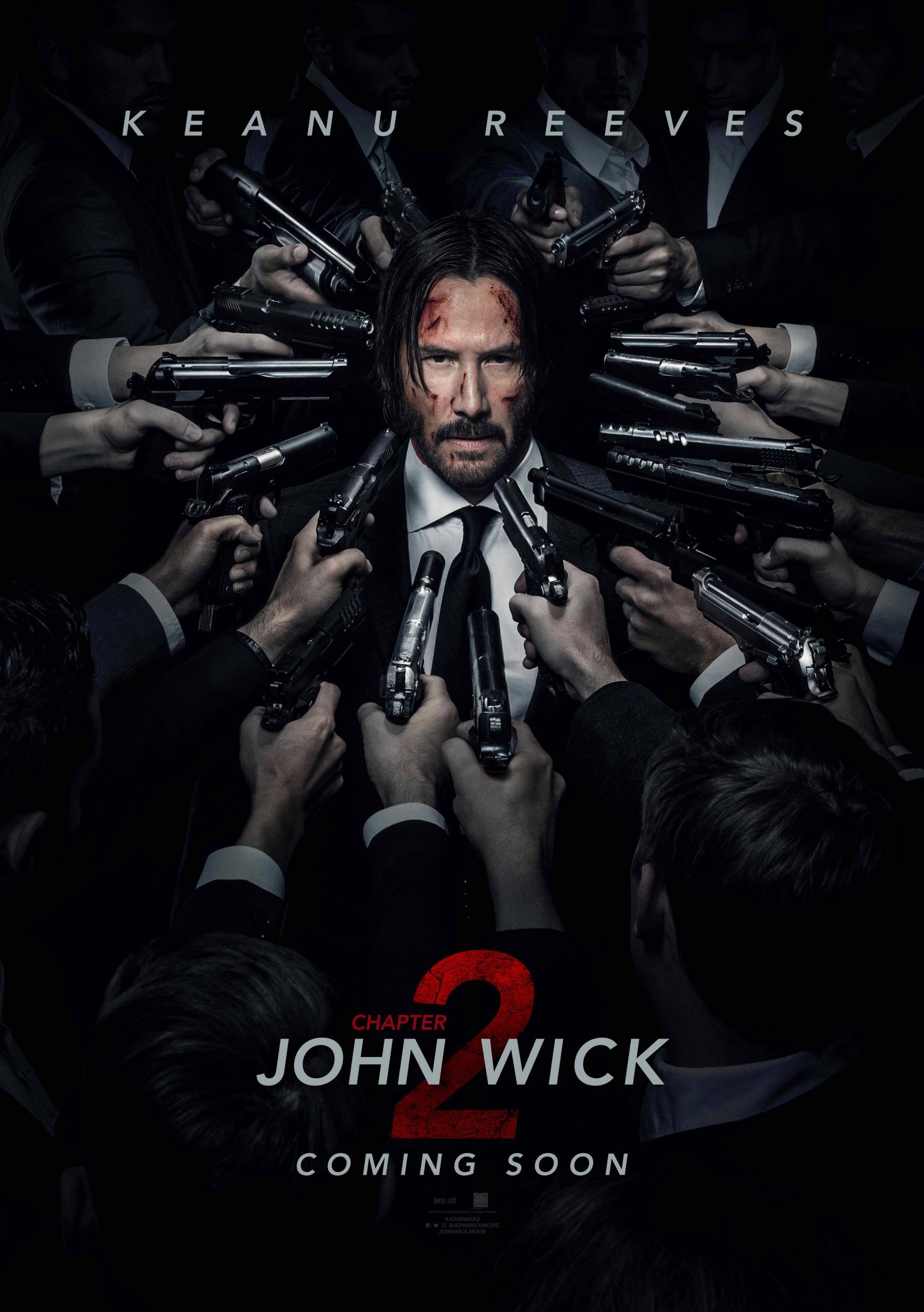 Poster de John Wick 2 avec Keanu Reeves cerné par les flingues