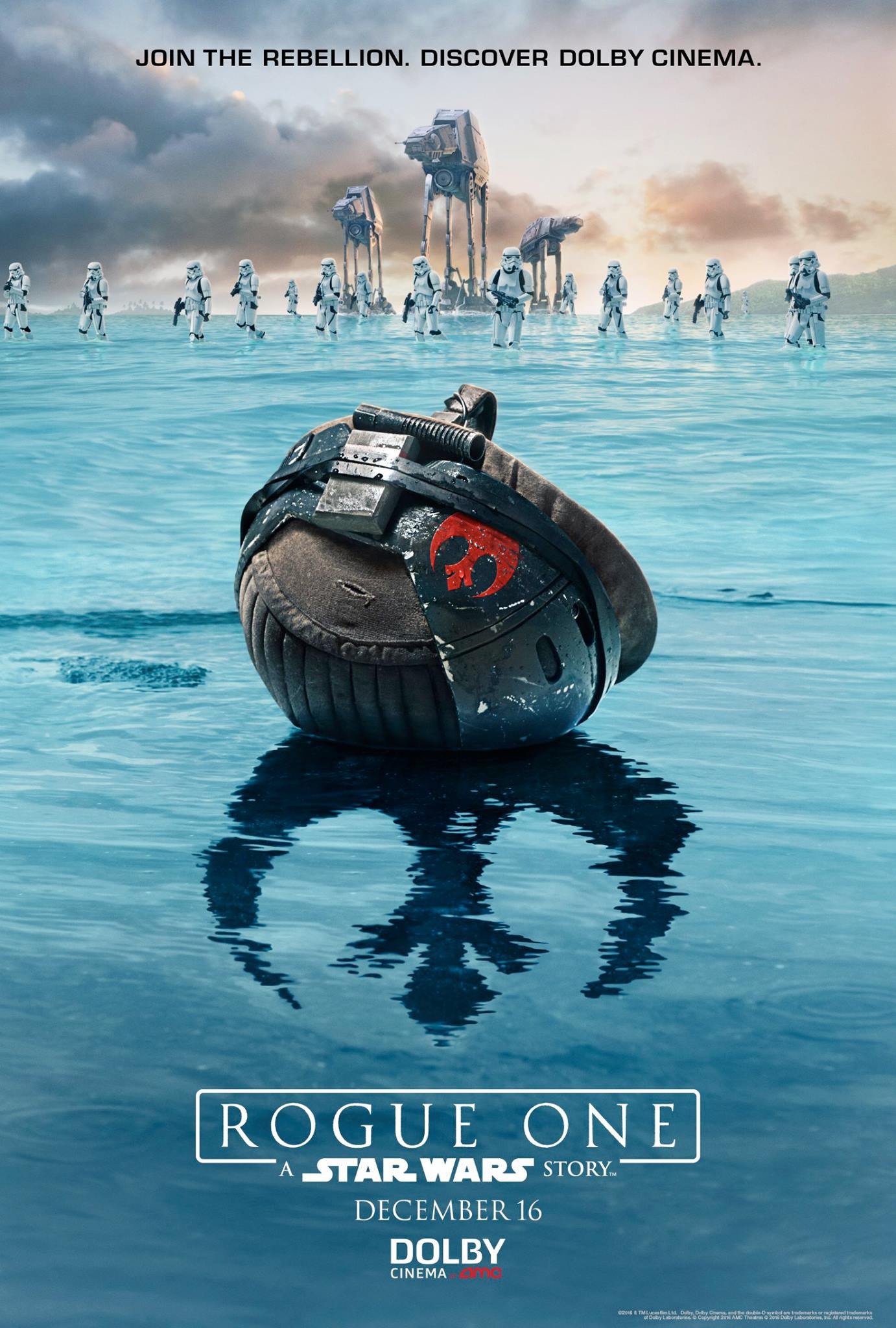 Poster de Rogue One: A Star Wars Story avec un casque rebelle
