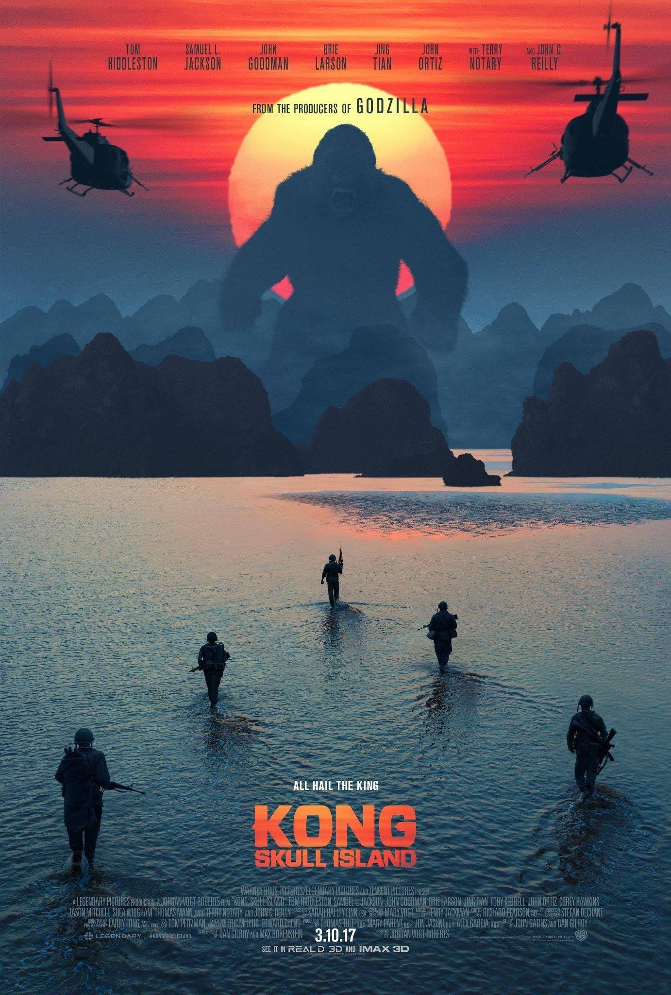 Poster de Kong: Skull Island avec un soleil couchant