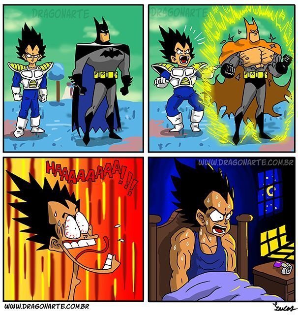 Humour avec le cauchemar de Vegeta avec le Batman Super Saïyen