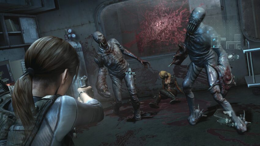Image du jeu vidéo Resident Evil : Revelations avec une vague de zombies