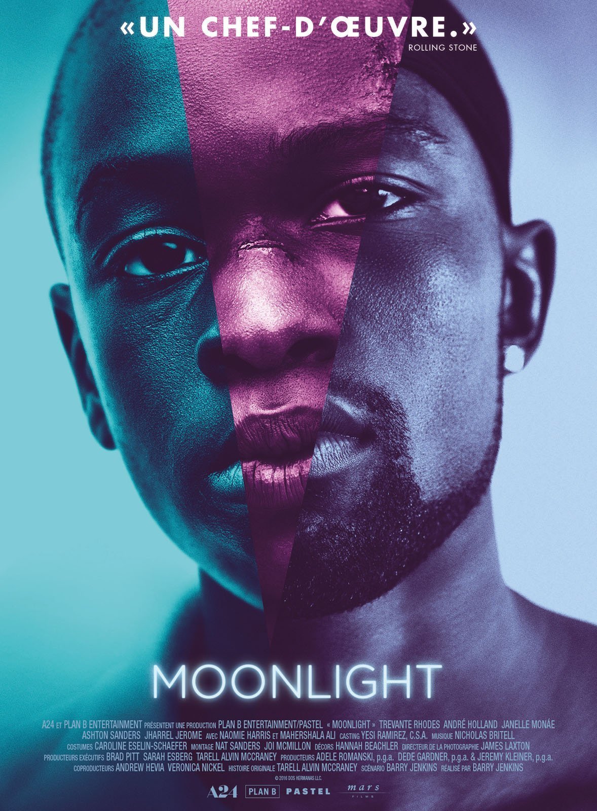 Affiche française du film Moonlight écrit et réalisé par Barry Jenkins