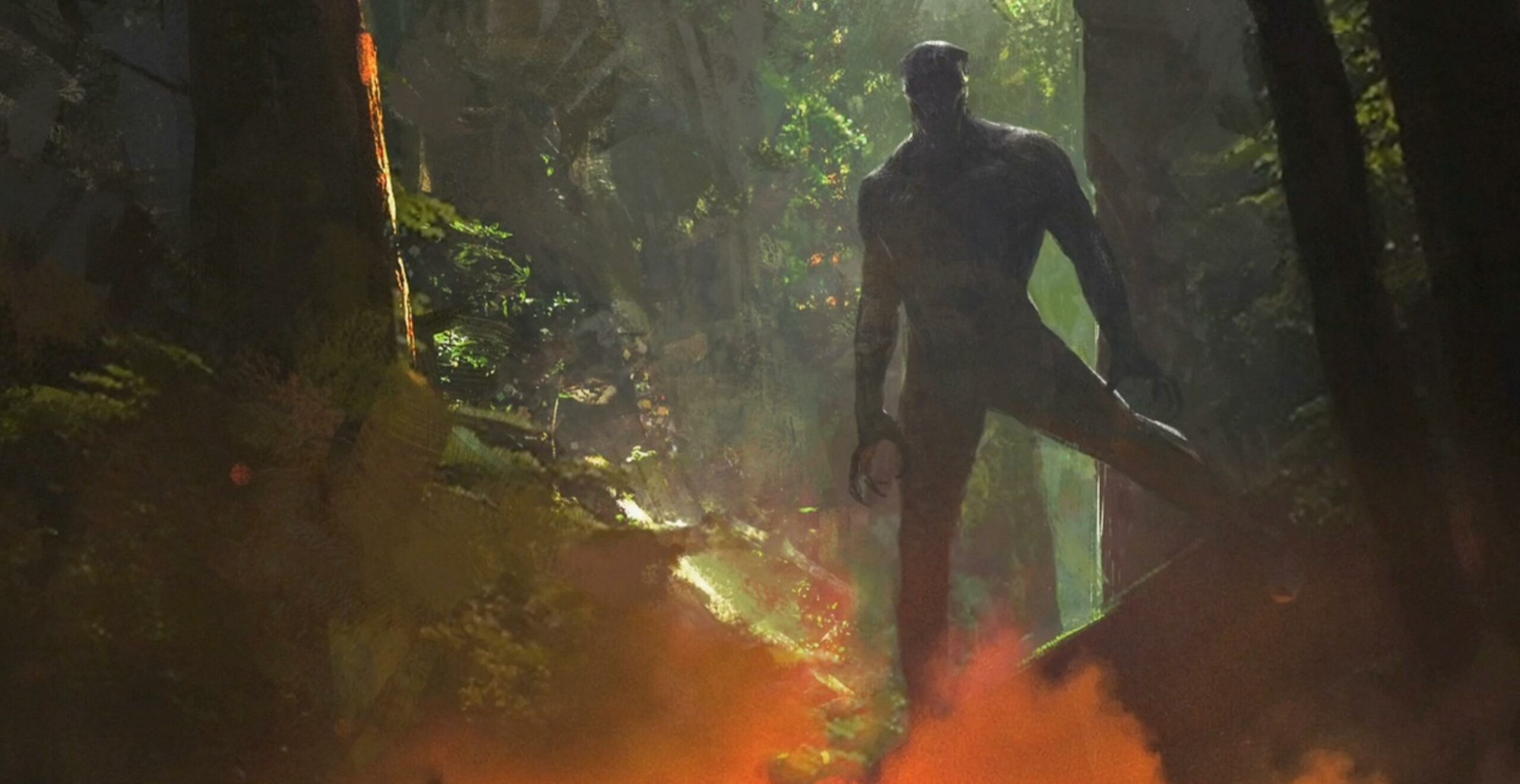 Concept art pour Black Panther avec Black Panther dans la jungle